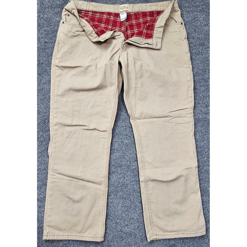 Red Head Jeans Mens 41x32 (Tag 44x34) Tan Relaxed Fit Flannel Lined Workwear